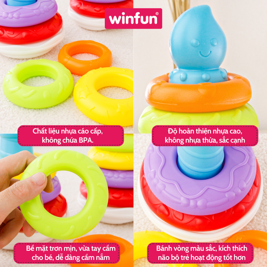 Tháp xếp chồng ngọn nến Winfun 0774 - đồ chơi phát triển tư duy logic cho bé 6 - 24 tháng tuổi
