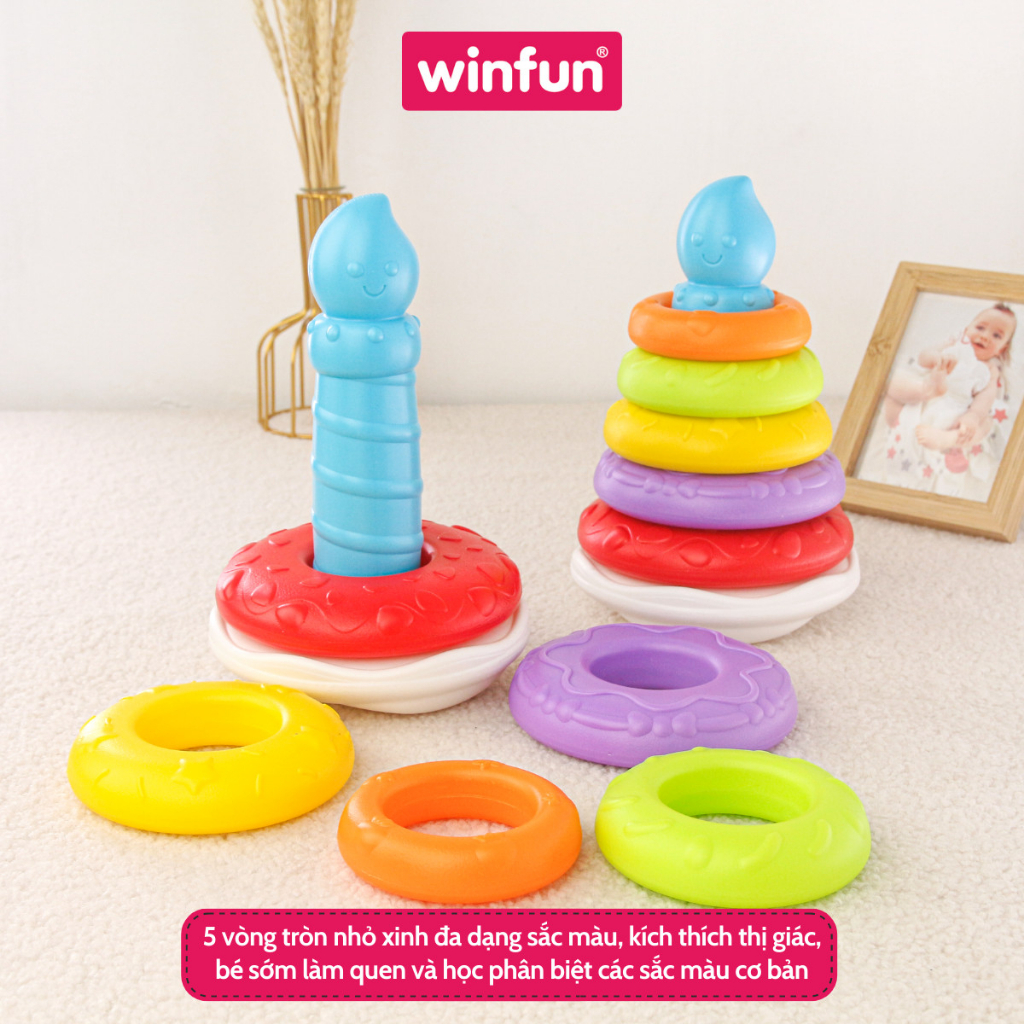 Tháp xếp chồng ngọn nến Winfun 0774 - đồ chơi phát triển tư duy logic cho bé 6 - 24 tháng tuổi