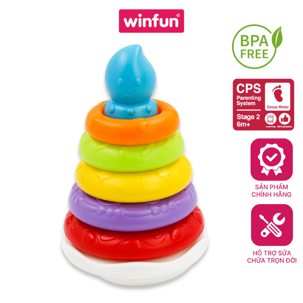 Tháp xếp chồng ngọn nến Winfun 0774 - đồ chơi phát triển tư duy logic cho bé 6 - 24 tháng tuổi