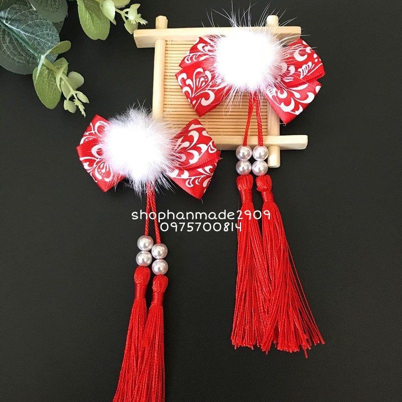 Combo 2 kẹp tóc cổ trang viền hoa xinh xắn cho bé