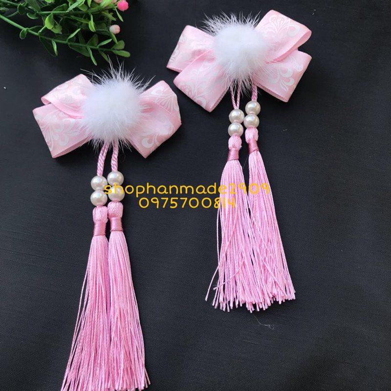 Combo 2 kẹp tóc cổ trang viền hoa xinh xắn cho bé
