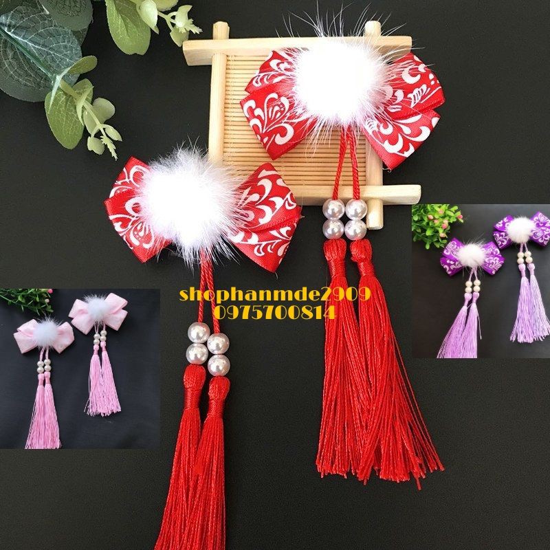 Combo 2 kẹp tóc cổ trang viền hoa xinh xắn cho bé