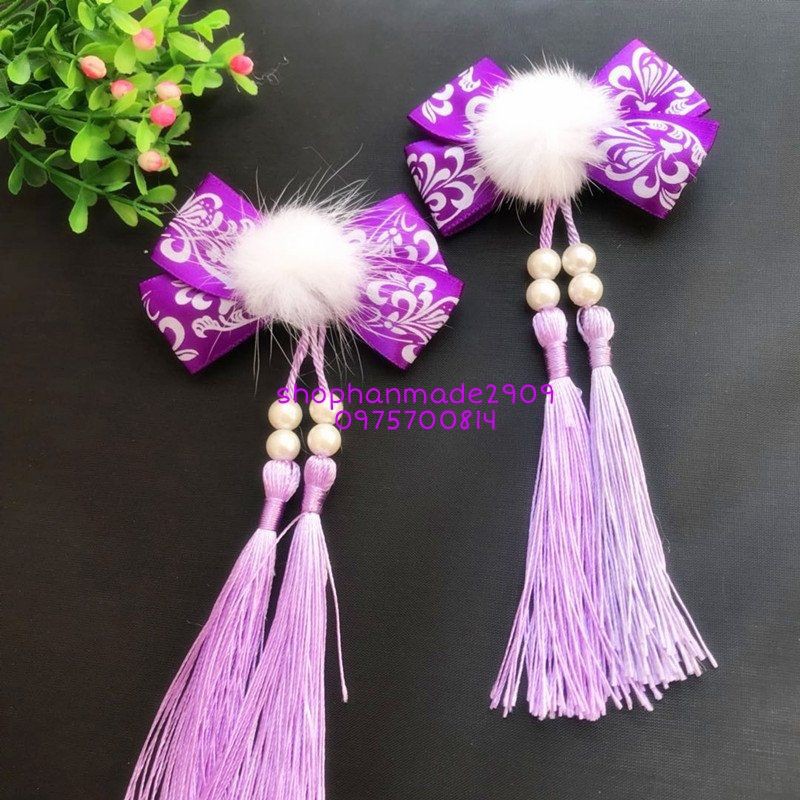 Combo 2 kẹp tóc cổ trang viền hoa xinh xắn cho bé