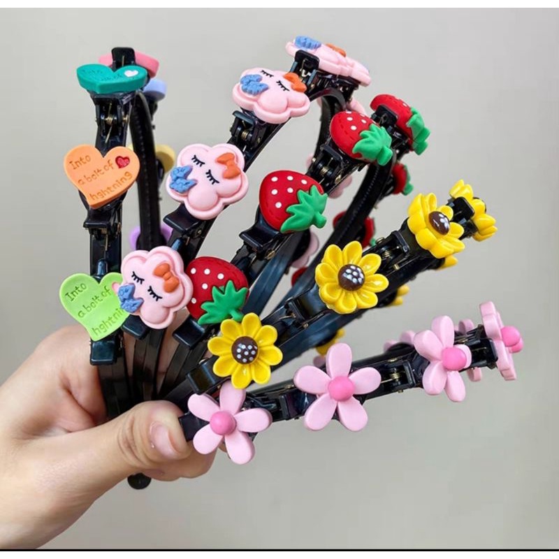 Cài tóc hoa sắc màu hanmade, bờm tóc thắt bện bím  dể thương cho bé