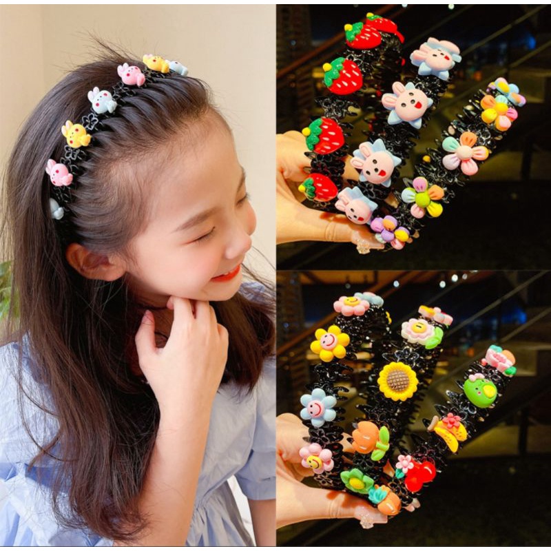Cài tóc hoa sắc màu hanmade, bờm tóc thắt bện bím  dể thương cho bé