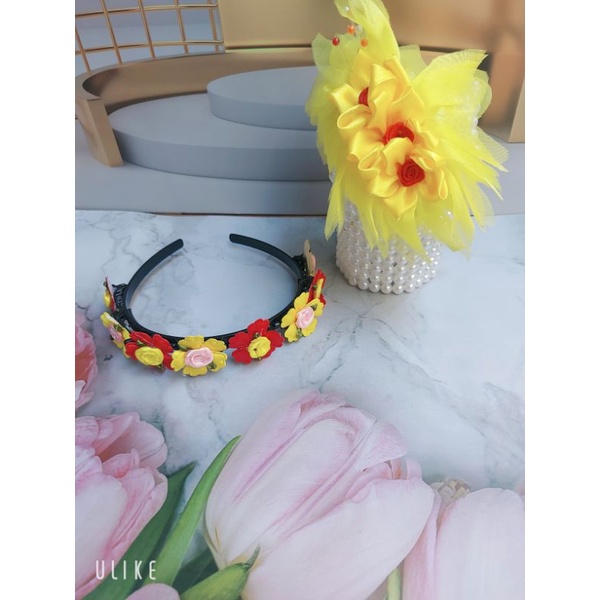 Cài tóc hoa sắc màu hanmade, bờm tóc thắt bện bím  dể thương cho bé