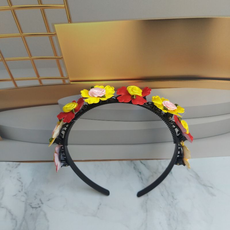 Cài tóc hoa sắc màu hanmade, bờm tóc thắt bện bím  dể thương cho bé