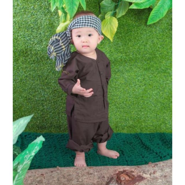 Combo bộ bà ba và khăn rằn cho bé