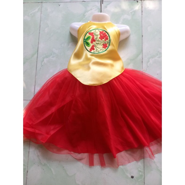 Yếm thêu hoa mai váy ren xòe 2 lớp dành cho bé yêu