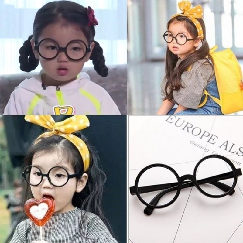 Mắt kính đen mắt tròn đáng yêu cho bé, mắt kính thầy đồ thời trang