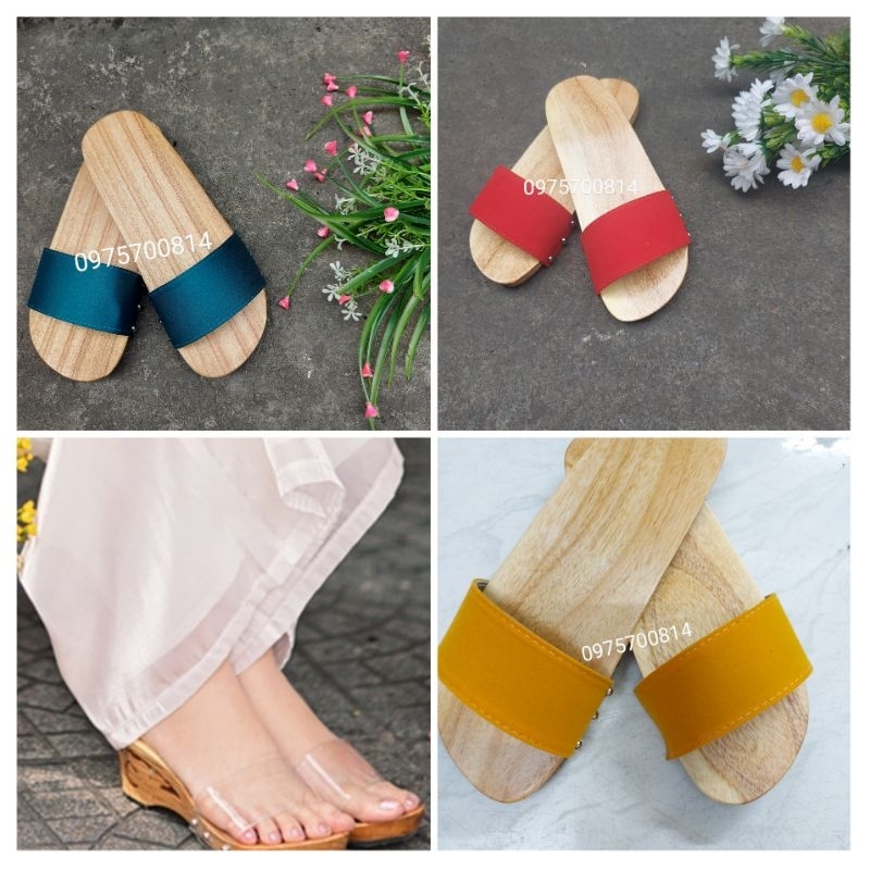 Guốc  gổ nử thời trang phối nhiều màu siêu đẹp