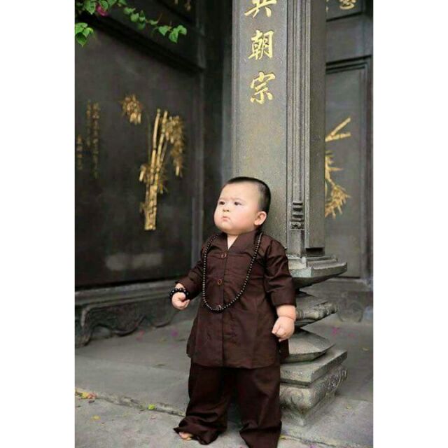 Đồ lam đi chùa màu nâu cho bé