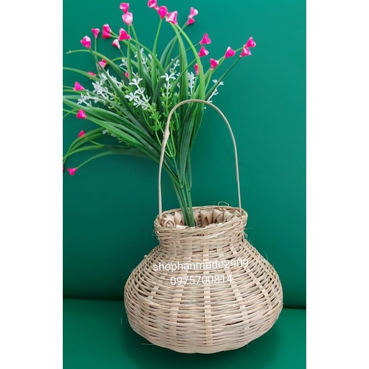 Túi cối lục bình hoa cúc trắng_Túi cối hanmade