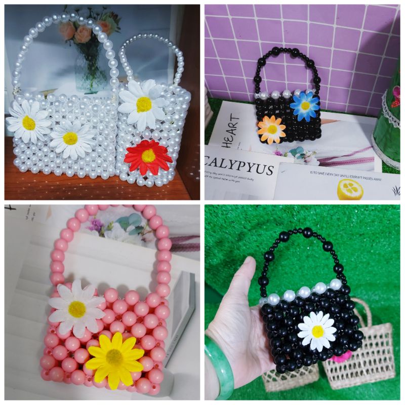 Túi cối lục bình hoa cúc trắng_Túi cối hanmade