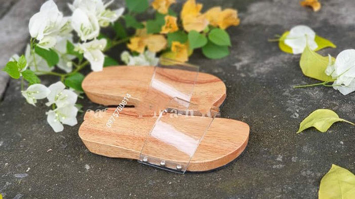 Guốc gổ  thiên nhiên quai nhung, hoa tú cầu, hoa mai xinh xắn cho bé yêu