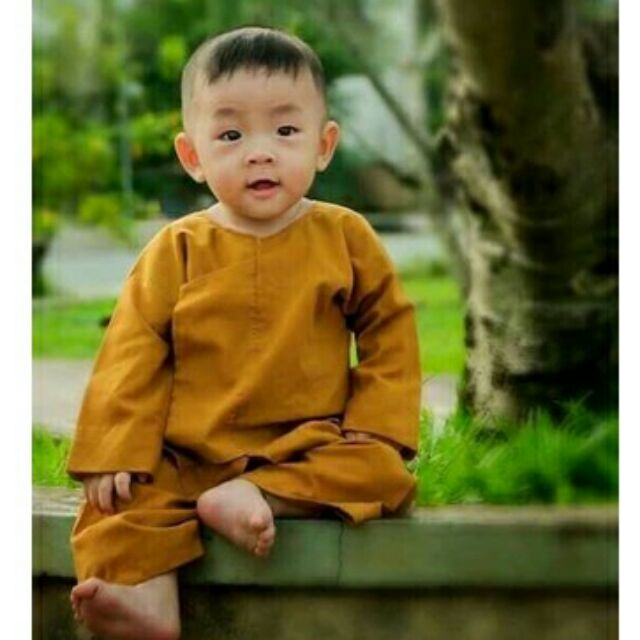 Bộ lam vạt hò màu cam đất cho bé