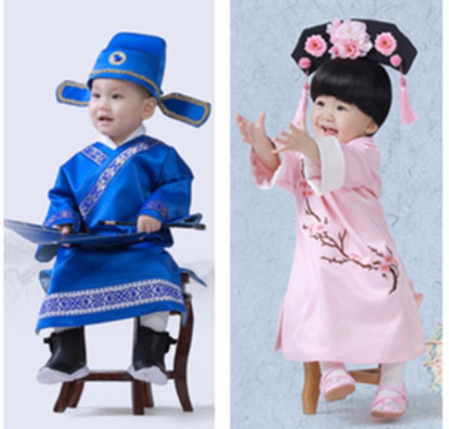 Combo áo dài và lúp đội đầu công chúa cho bé gái