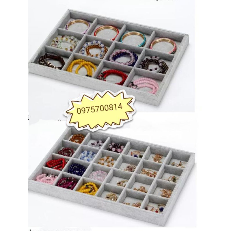 Khay nhung 24 ô trưng bày trang sức