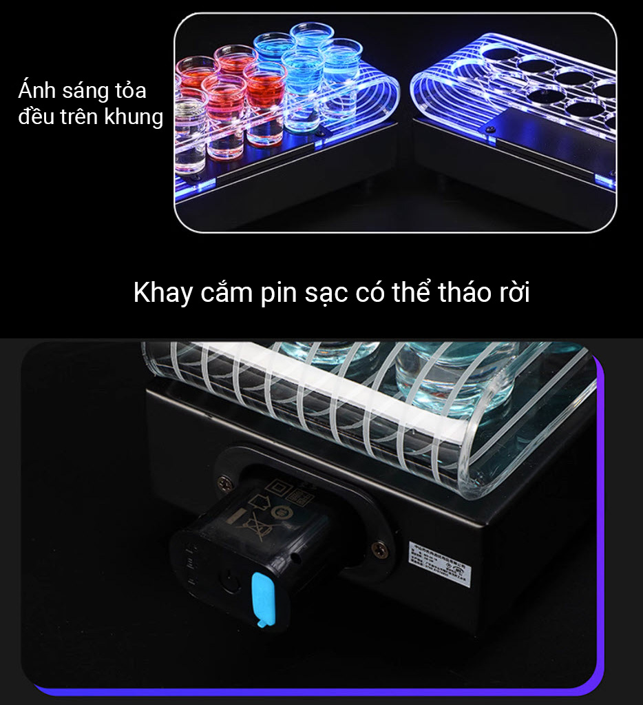 Khay đựng ly rượu tây uống shot có đèn OEM MS1831