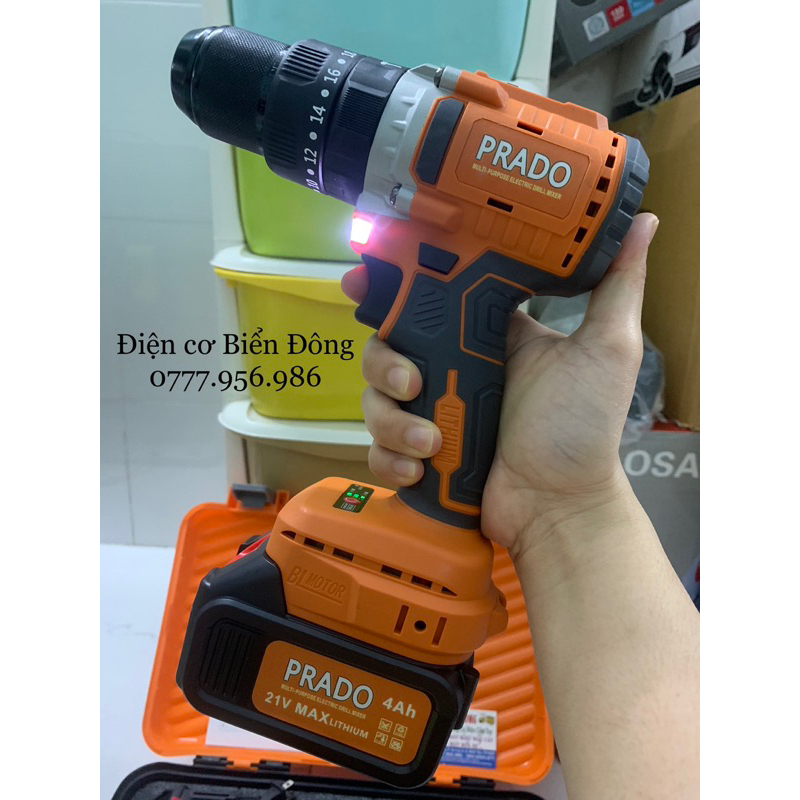 MÁY KHOAN PIN TỪ PRADO đầu 13 21V 10Cell pin lớn đúng công suất pin Trâu, shop uy tín không ghi công suất ảo