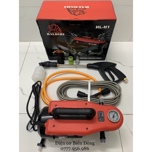 MÁY RỬA XE HALOSHI THAILAND xịt rửa mạnh Tặng bình bọt tuyết và cây inox nối dài 