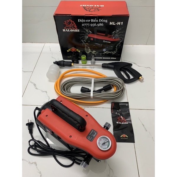 MÁY RỬA XE HALOSHI THAILAND xịt rửa mạnh Tặng bình bọt tuyết và cây inox nối dài 