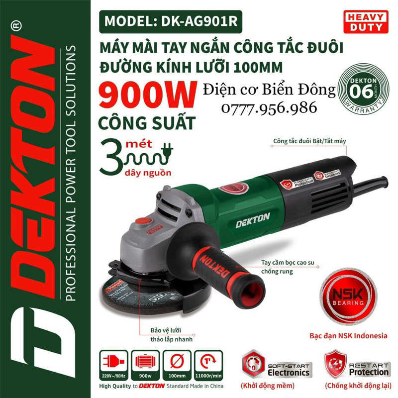 Máy mài DEKTON DK-AG901R công tắc Đuôi mài sắt tường gỗ đánh bóng kim loại Tặng đĩa mài 25k 