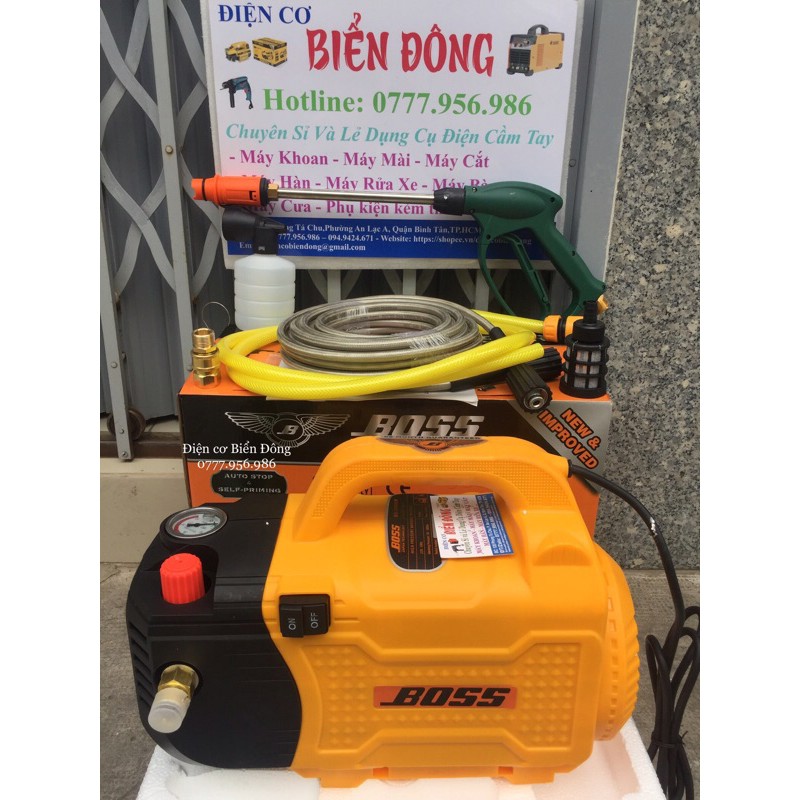 Máy rửa xe BOSS 3000W chỉnh áp NHẬT BẢN tặng bình bọt và ống dài Tặng bình bọt tuyết 99k 