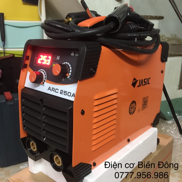 Máy hàn điện tử JASIC ARC-250A mới 2 nút chỉnh Anh Quốc mới Tặng bó 20 que hàn Hàn que 5 ly