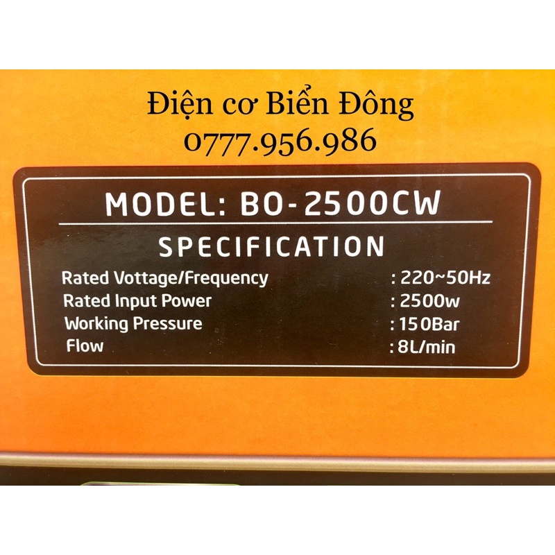 Máy rửa xe BOSS NHẬT BẢN 2500W Tặng bình bọt tuyết và ống nối dài súng 