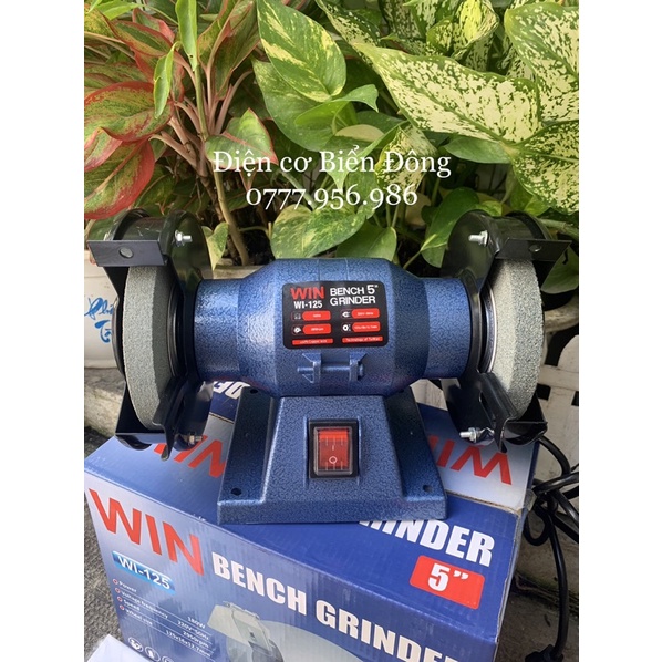 Máy mài 2 đá WIN 125mm chuyên dùng để mài sắt, gỗ, kéo, phá đá, kim loại.