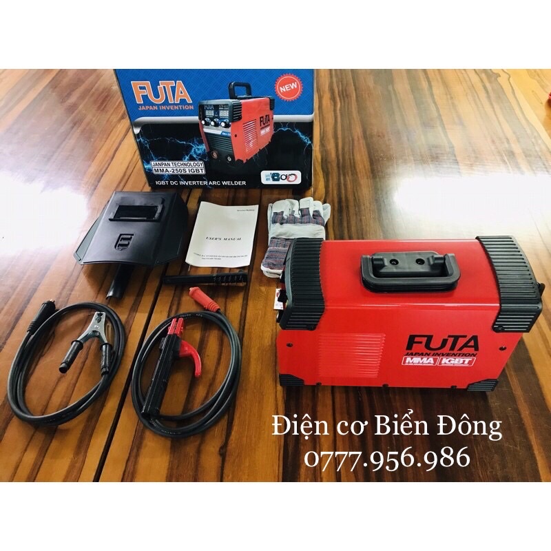 Máy Hàn điện tử FUTA MMA-250S đỏ có INVETER Tặng Bó 20 que Hàn que chấm boong 4 ly 