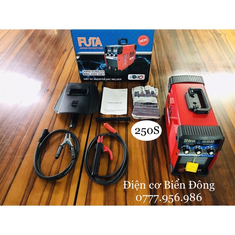 Máy Hàn điện tử FUTA MMA-250S đỏ có INVETER Tặng Bó 20 que Hàn que chấm boong 4 ly 
