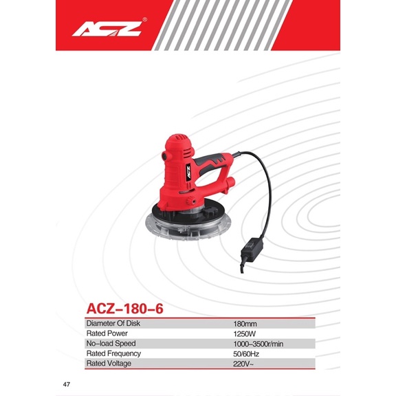 Máy chà nhám tường ACZ 180mmdùng để làm mịn tường thô trước khi sơn