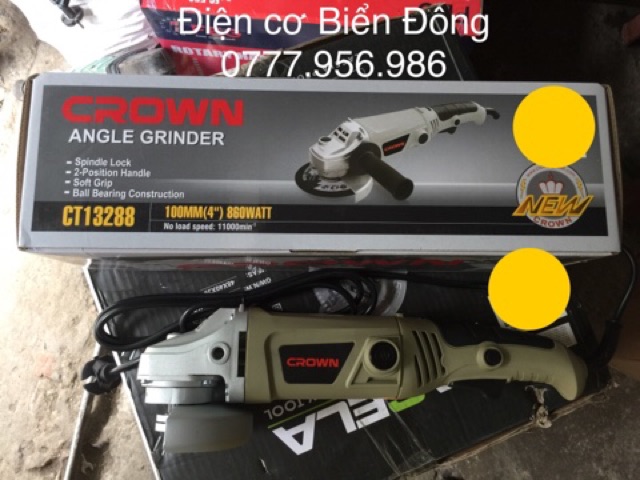 Máy mài cắt góc cầm tay chính hãng Crown CT13288 công suất 860W công nghệ hiện đại của Mỹ