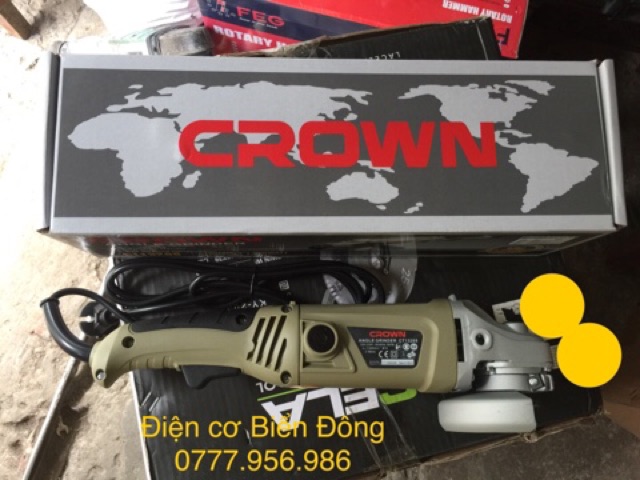 Máy mài cắt góc cầm tay chính hãng Crown CT13288 công suất 860W công nghệ hiện đại của Mỹ