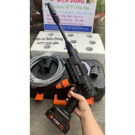 Máy rửa xe pin HITACHI 118V Nhậ Bản cao cấp mới Tặng bình bọt tuyết 119k 