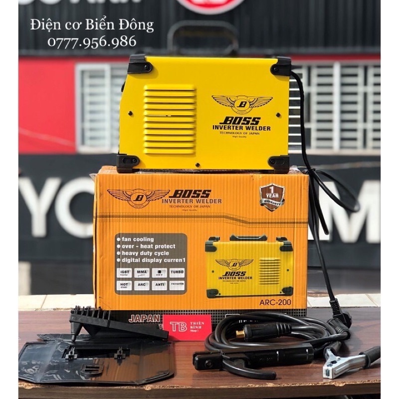 Máy Hàn điện tử BOSS cánh chim ARC-200 dùng hàn sắt, tôn gia đình Tặng bó 20 que Hàn