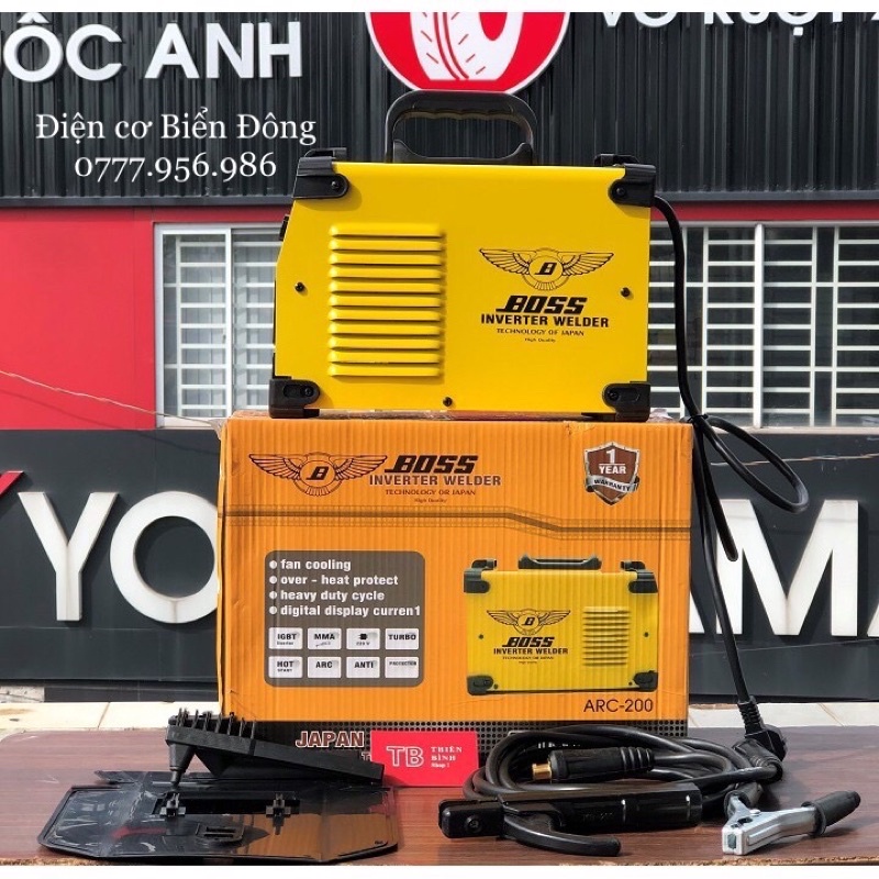 Máy Hàn điện tử BOSS cánh chim ARC-200 dùng hàn sắt, tôn gia đình Tặng bó 20 que Hàn  