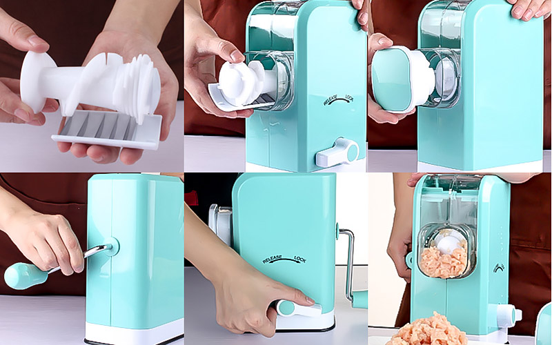 Dụng cụ xay thịt cá rau củ KEOK KOKB233 nhựa ABS lưỡi dao thép không rỉ.