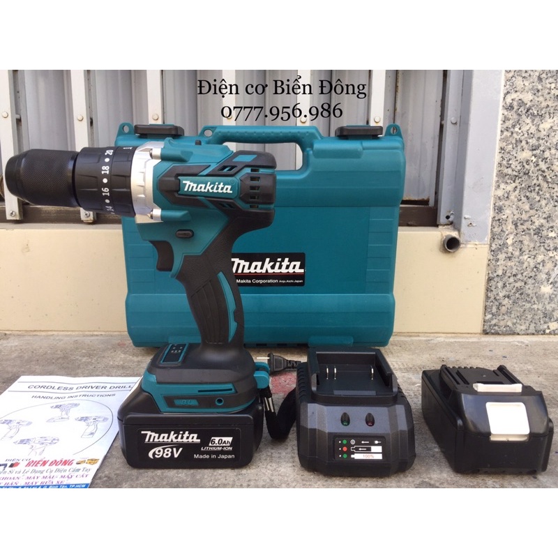 MÁY KHOAN PIN MKT KHÔNG CHỔI THAN PIN 98V 10 cell pin MÔ TƠ TỪ CÓ BÚA 3 CHỨC NĂNG