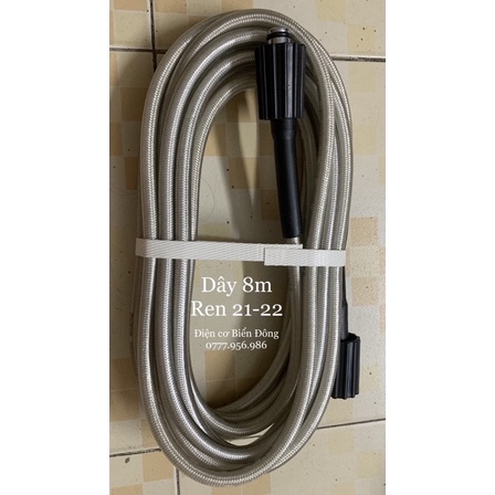 Dây xịch rửa HALOSHI 8m ren ngoài 22mm dùng cho máy rửa xe áp lực cao