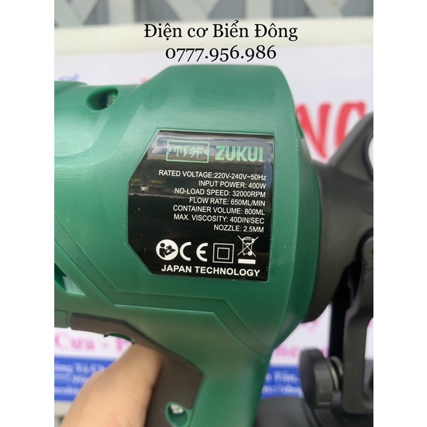 Máy phun sơn Zukui ZK400 - 400W hoạt động bằng nguồn điện, là dụng cụ chuyên dùng để sơn vật liệu