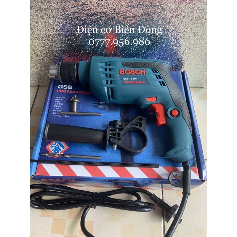 Máy khoan BOSH 13ly khoan sắt, tường, gỗ, tôn, bắn vít. Tặng kèm đầy đủ thướt do, khóa khoan, mũi khoan 