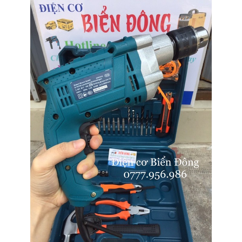 Bộ Valy máy khoan BOSH GSB 13RE full đồ nghề chuyên dùng để khoan sắt, tường, gỗ, tôn, bắn vít
