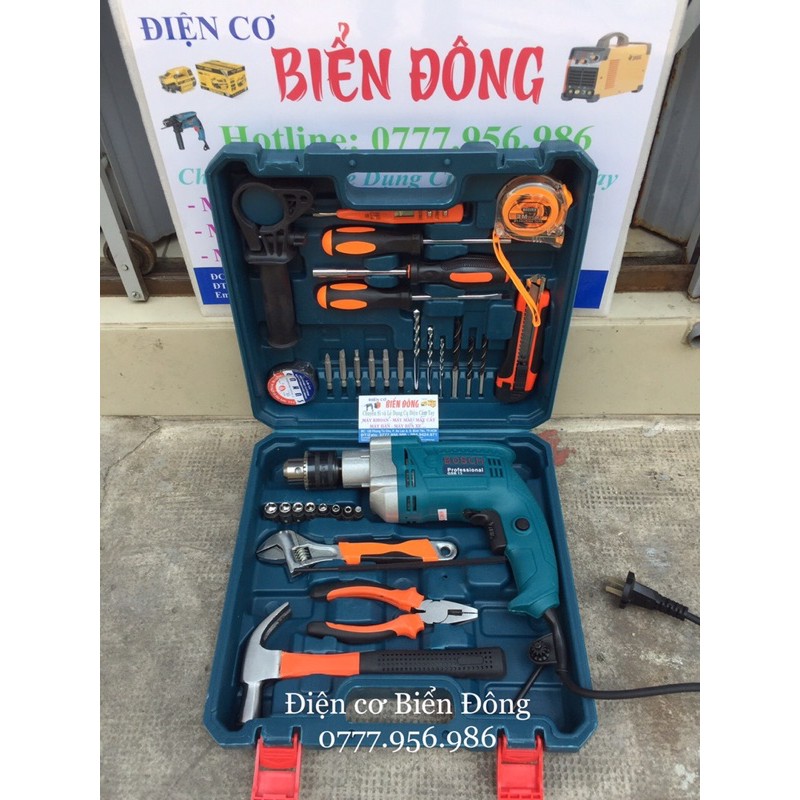 Bộ Valy máy khoan BOSH GSB 13RE full đồ nghề chuyên dùng để khoan sắt, tường, gỗ, tôn, bắn vít