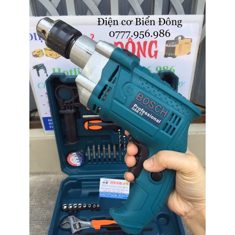 Bộ Valy máy khoan BOSH GSB 13RE full đồ nghề chuyên dùng để khoan sắt, tường, gỗ, tôn, bắn vít