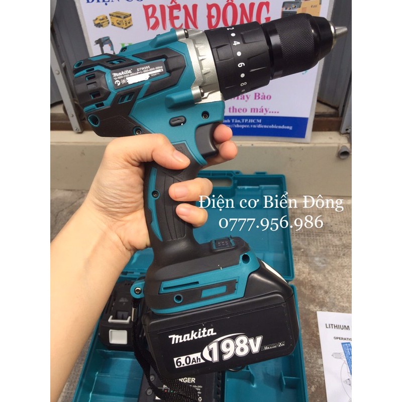 BỘ 3 MÁY KHOAN PIN MAKTIA 198V KHÔNG CHỔI THAN MÔ TƠ TỪ CÓ BÚA 3 CHỨC NĂNG - 2 Pin 10cell 6.0Ah
