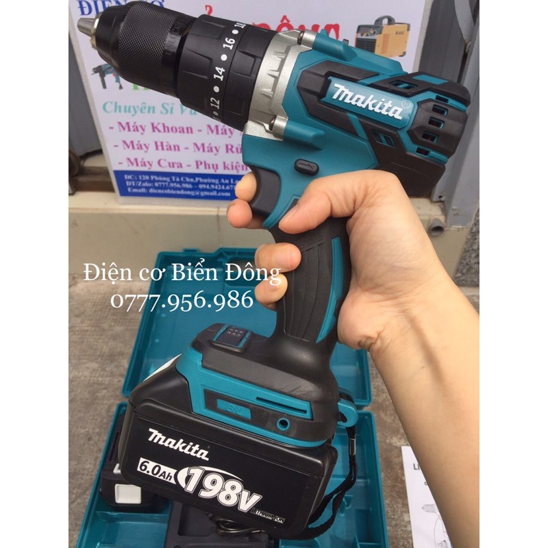 BỘ 3 MÁY KHOAN PIN MAKTIA 198V KHÔNG CHỔI THAN MÔ TƠ TỪ CÓ BÚA 3 CHỨC NĂNG - 2 Pin 10cell 6.0Ah