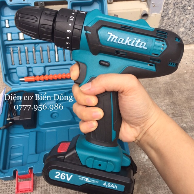 Máy khoan pin Tặng đầy đủ phụ kiện Máy khoan pin Bêtông cầm tay MAKITA 26V Thái Lan